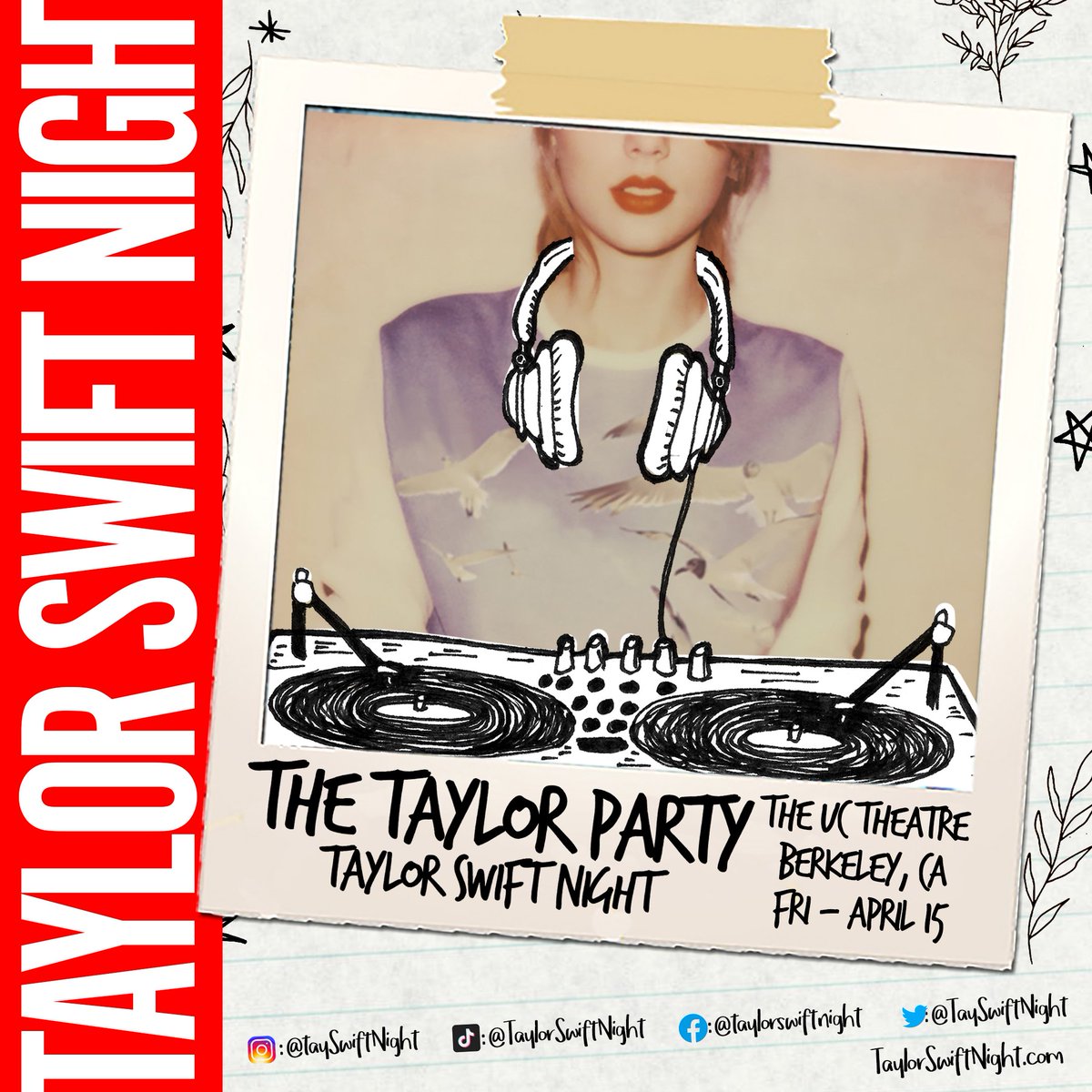 Just announced! 💋 THE TAYLOR PARTY: TAYLOR SWIFT NIGHT 💃 is coming to Berkeley on Friday, April 15. Calling all Swifties! Grab your crown and crew and come dance the night away to non-stop Taylor. 💃 Are you ready for it?? #thetaylorparty 🎈On Sale: Friday, March 11 @ 10AM