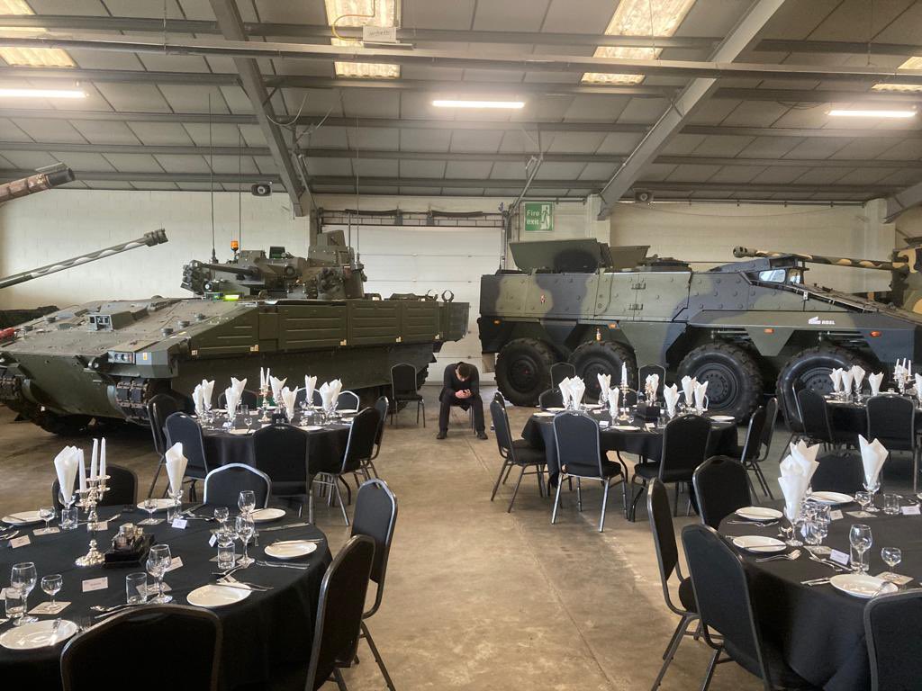 ArmourLab's tweet photo. Huge thank you to @RH_BAES_Land and @GD_LandSystems for providing the Boxer (NEMO) and AJAX at the Industry Dinner Night on Thursday. They generated a LOT of interest.
@gduknews #thinkdefence #armouredvehicles https://t.co/UD7Hv03wW8