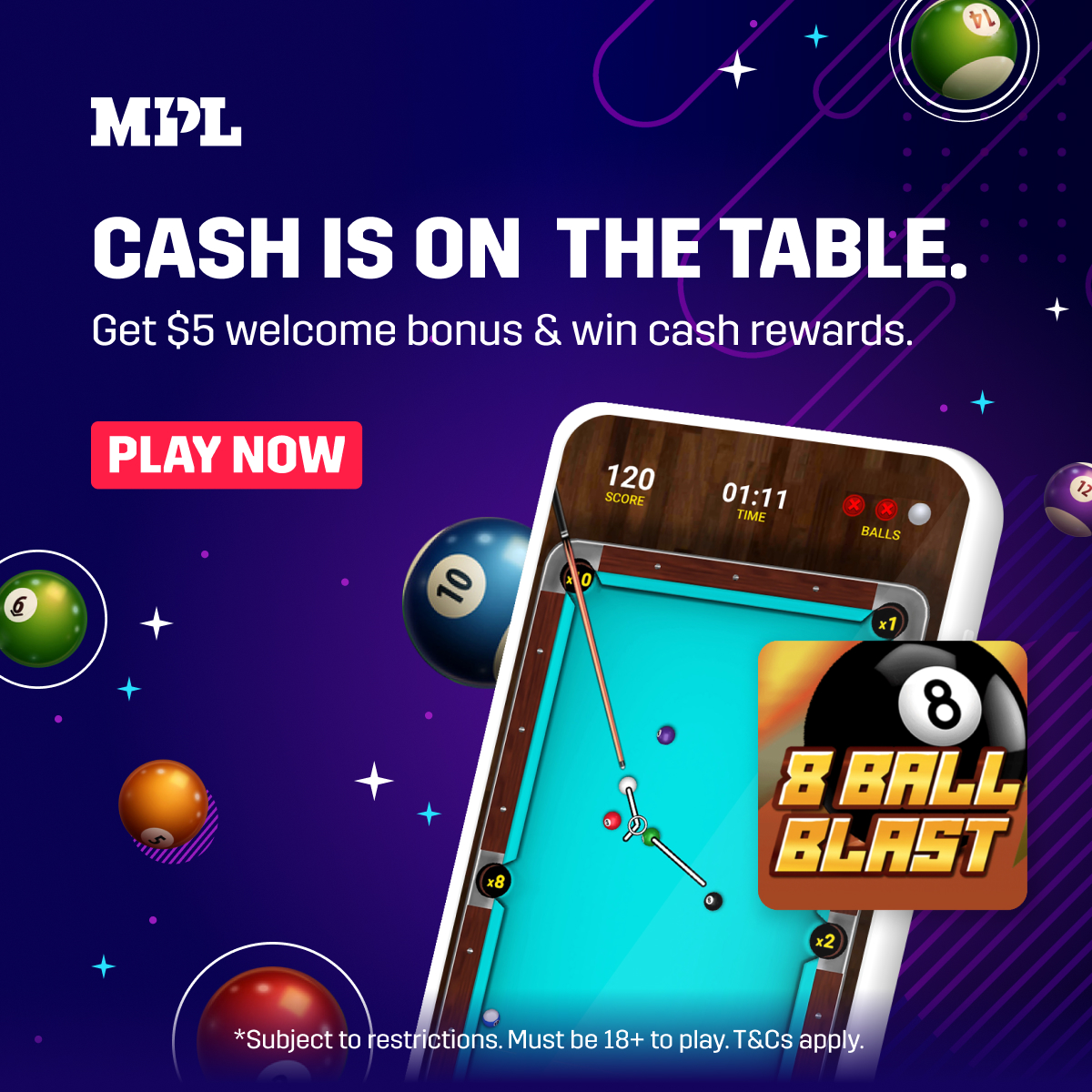 Play 8 Ball Blast Online & Earn Real Cash on MPL