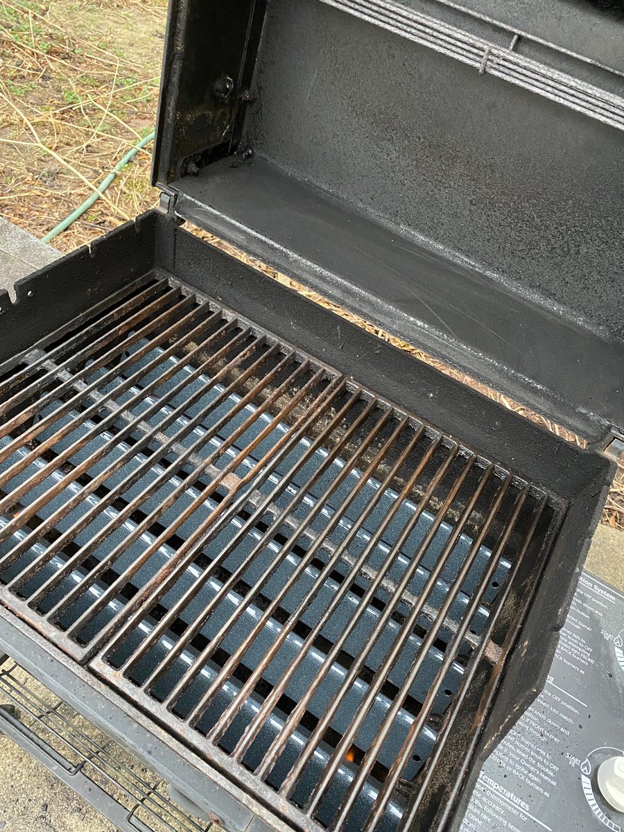 pg294's tweet photo. My first “big” purchase for my new house was a @WeberGrills Genesis Silver C. I was so mad when I pulled it out the box and found the logo installed upside down. 20 years later it’s grown on me! Cleaned it up, new flavorizer bars, ready for another year! https://t.co/Up4JaQyaRa