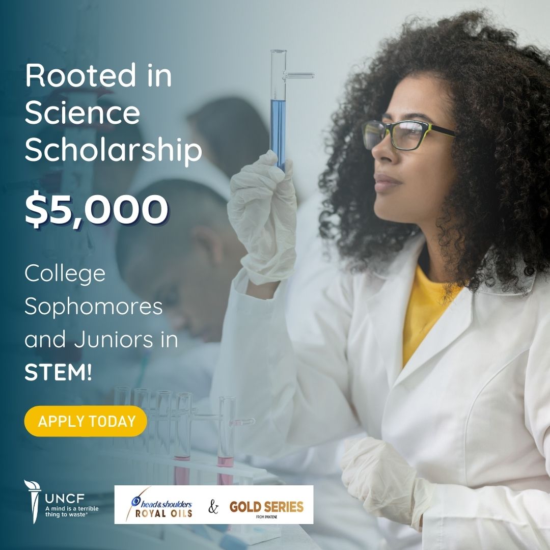 UNCF's tweet photo. #RootedInScience Scholarship is closing today! This is a scholarship you don’t want to miss out on – APPLY now‼️
⏲️Deadline: 3/7/22
💻Apply: https://t.co/vWFtyRcgeS https://t.co/PSqjcFJJh4