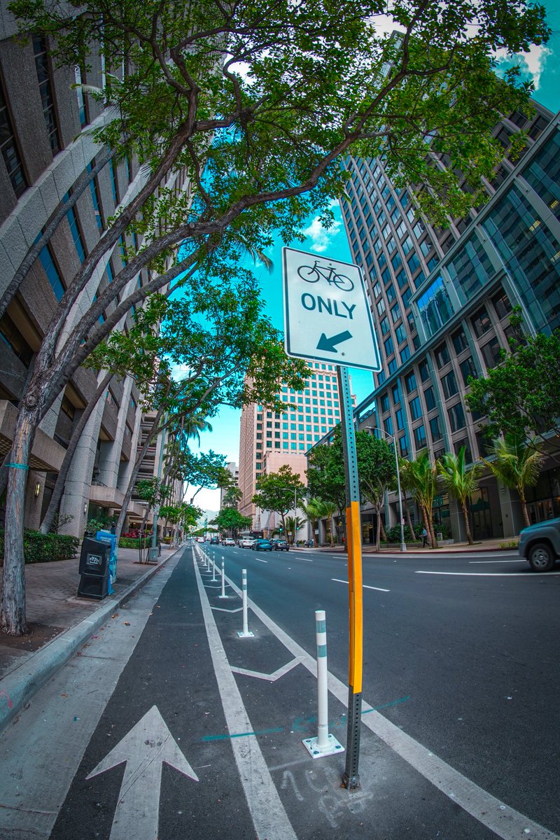 hnldts's tweet image. Protected bike lane? You got it. 

We added delineators along the Alakea #Bikeway so you can safely ride from King Street to Hotel Street!

This bikeway will connect with the upcoming extension of the King Street protected bikeway (later this year).
