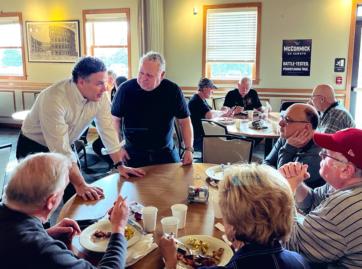DaveMcCormickPA's tweet photo. Great to be in Bucks county discussing top issues for voters outside Philadelphia, like restoring U.S. strength on the world stage and our energy independence, fixing our economy &amp; bringing strong, conservative principles back to the U.S. Senate. https://t.co/Awy3WFKC4c