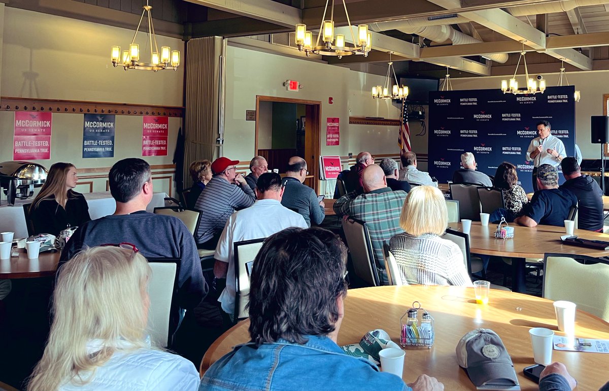 DaveMcCormickPA's tweet photo. Great to be in Bucks county discussing top issues for voters outside Philadelphia, like restoring U.S. strength on the world stage and our energy independence, fixing our economy &amp; bringing strong, conservative principles back to the U.S. Senate. https://t.co/Awy3WFKC4c