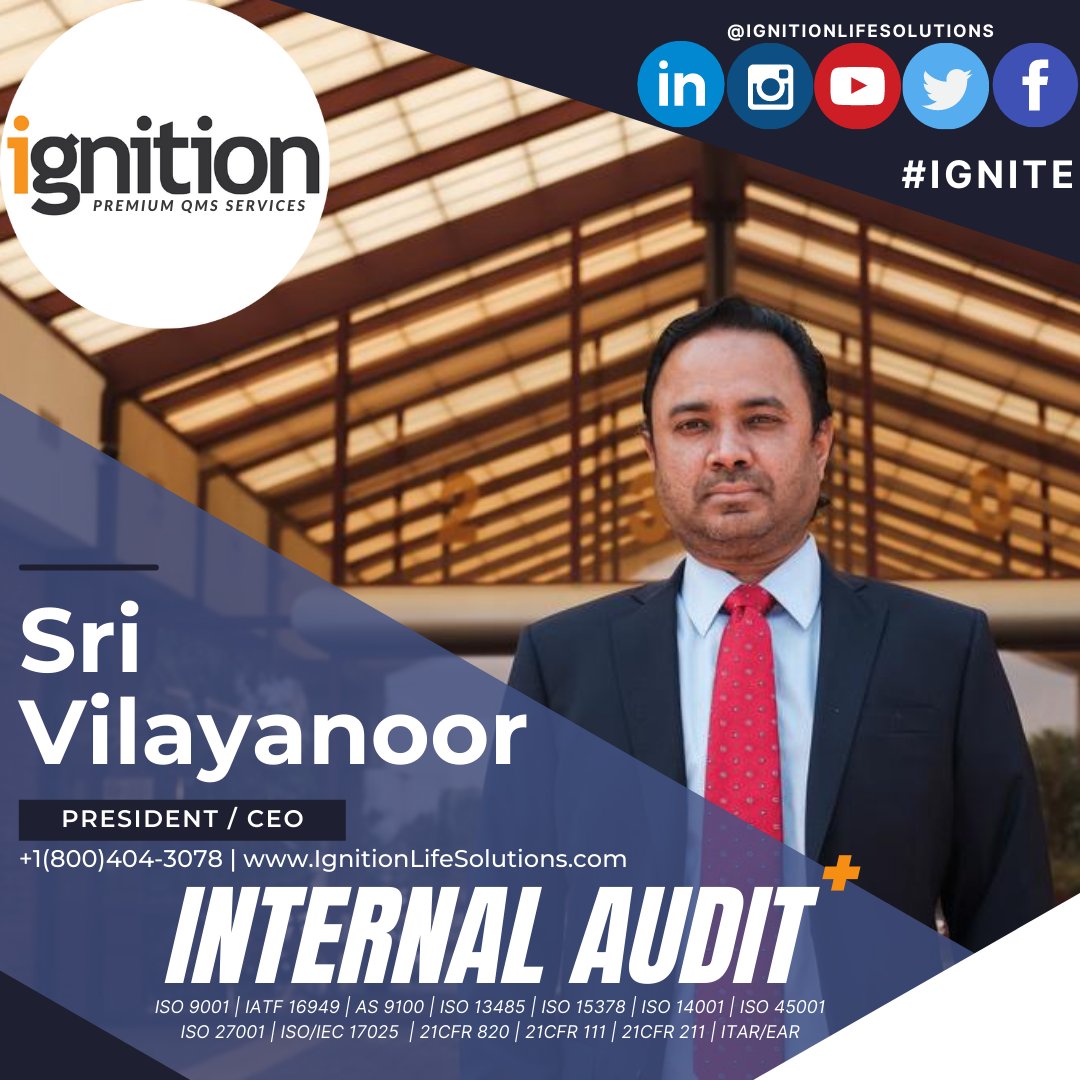 IgnitionLife's tweet photo. Sri Vilayanoor a Certified Six Sigma Master Black Belt (CSSMBB) brings more to audits with Internal Audit+.

#ISO #QMS #audit #internalaudit #business #medcial #aerospace https://t.co/zmR8kCJX6Q