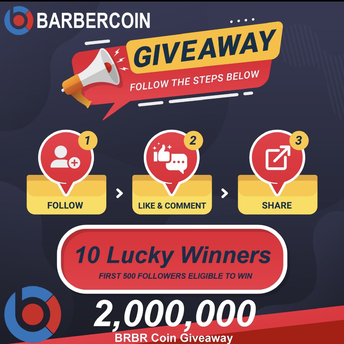 barber_coin's tweet photo. 🔥🔥It’s #giveaway time! 2 Million BRBR coin giveaway!🔥🔥Make sure to tag some friends. #cryptogiveaway #xrp #xumm #XummCommunity #XRPCommunity #XRPUSD #xrparmy https://t.co/f3xk4OJ3qf