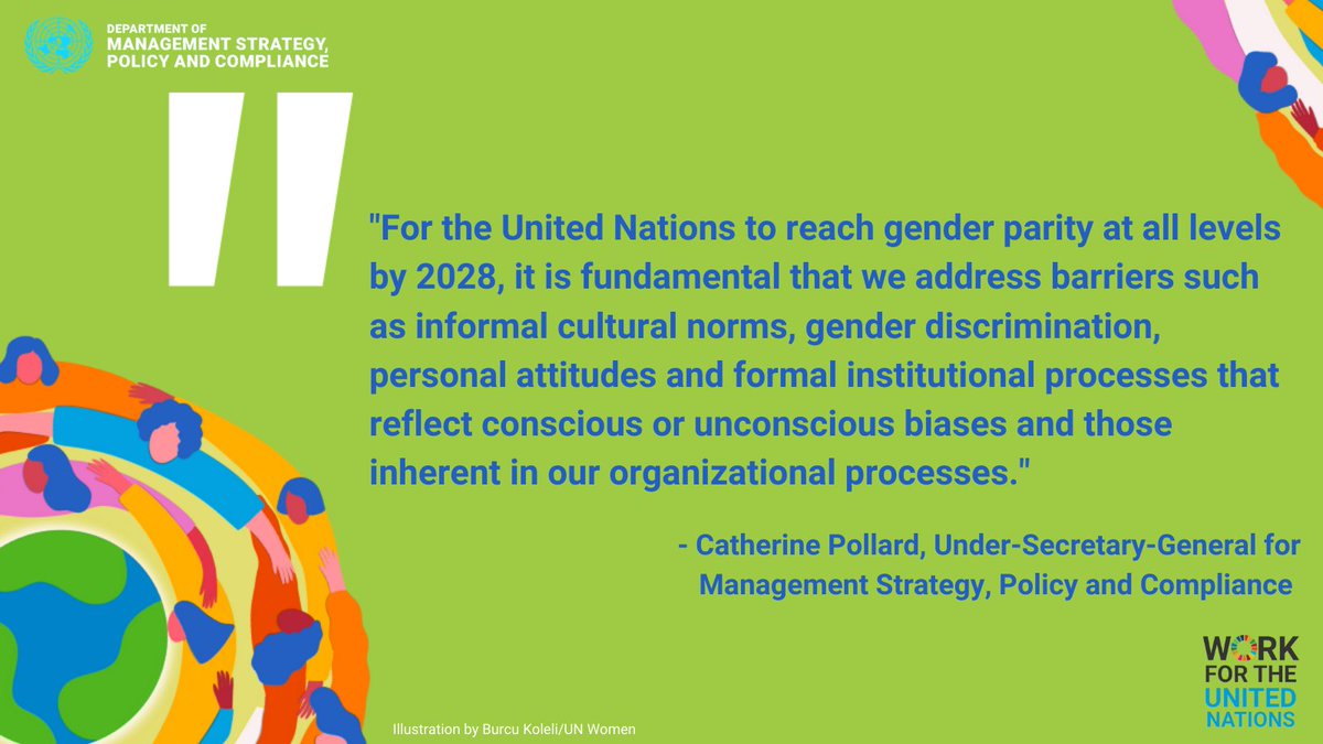 🎉Happy #InternationalWomensDay! 

The #UnitedNations is committed to achieving #genderparity across all levels. We have made great strides and half of our top leadership is female. But we need more women to apply and join us! 

<a href="/UN_MgmtStrategy/">UN Management Strategy, Policy & Compliance</a> #IWD2022 #UNTalent
