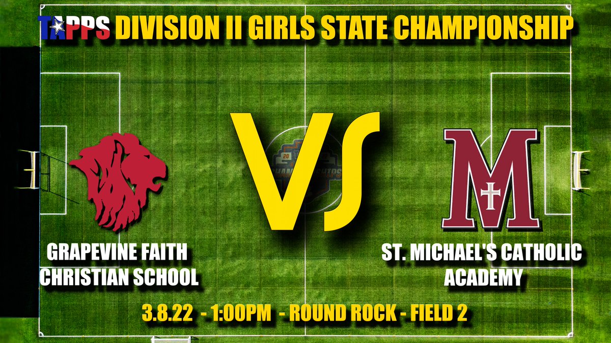 TAPPSsoccer's tweet photo. TOMORROW at 1PM catch the #TAPPSsoccer Girls Division II State Championship Match between Grapevine Faith Christian School and St. Michael's Catholic Academy! 
🎟  https://t.co/MwNMbNDLqR
📺 https://t.co/IlypYAxZ5t 
🎙 https://t.co/mmzm8gDYVY
👉 https://t.co/3RVPZLroRM https://t.co/65QPoZwsZ5