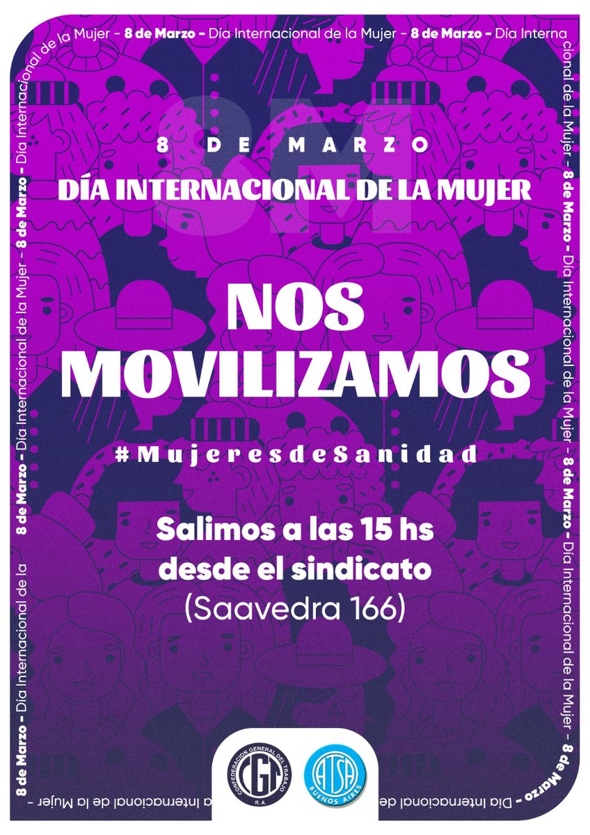 ciherrerasmg's tweet photo. Compañerxs:

En el marco del *#8M "Día Internacional de la Mujer Trabajadora"* hacemos extensiva la convocatoria desde la #CGT y @AtsaBsAs bajo la consigna:  
*Inclusión, Igualdad y Equidad para todas*

#MujeresdeSanidad

💙🤍💙 https://t.co/aKZ9igxY3Z