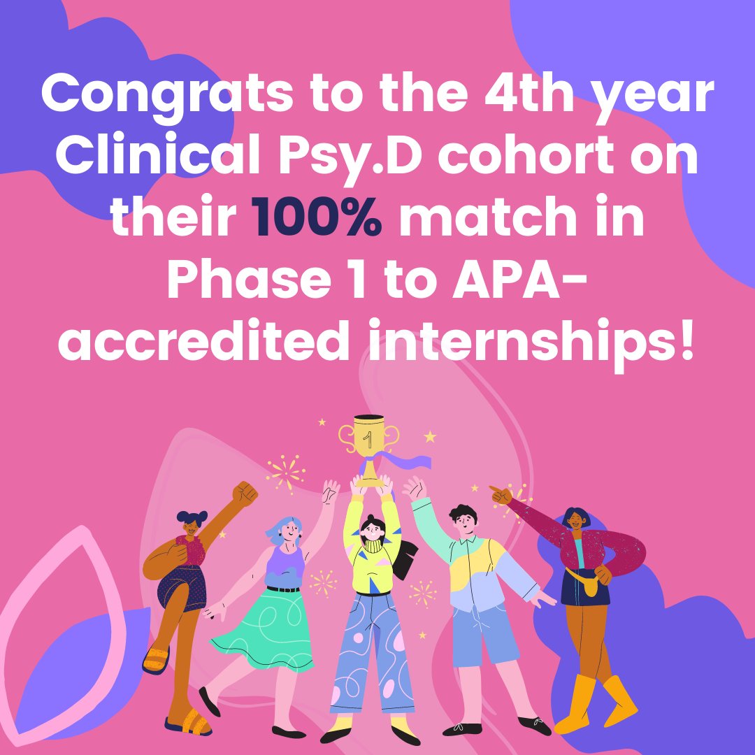 RutgersGSAPP's tweet photo. 🎉Congrats!🎉 To the Clinical Psy.D. 4th Year Cohort! Each student matched to an APA-accredited internship in the National Match - 100% Match Rate! We are SO PROUD! You can check out the full list at the link below ↓
https://t.co/slCdYEdScM

#GSAPP #NationalMatch #Proud https://t.co/5hzMihgOsL