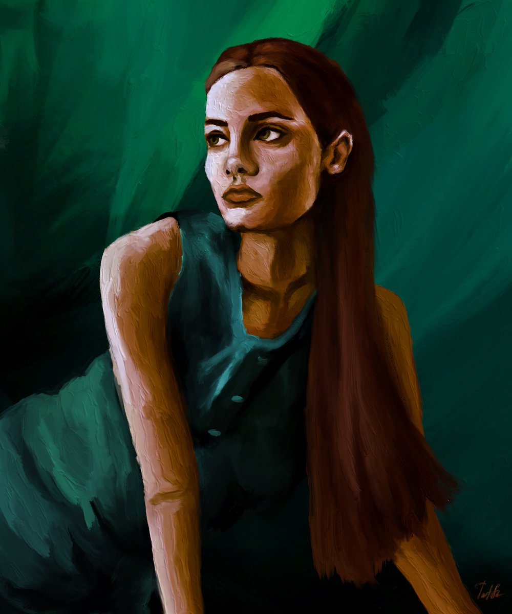 A girl in the grass. She is puzzled about something, but she is calmer. She's not cheerful, but she's not sad either. She's like an observer, that's all. She wishes she could fix it and be more sensual, but she's fine the way she is. She has a warm hair color and a cold soul.