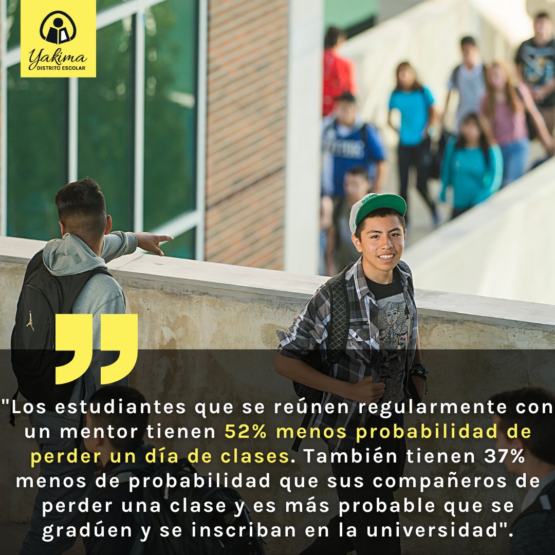 YVTech's tweet photo. Did you know that students who meet regularly with a mentor are 52% less likely to miss a day of school? They are also 37% less likely than their peers to skip a class and are more likely to graduate and enroll in college. https://t.co/X7faLlYbsE