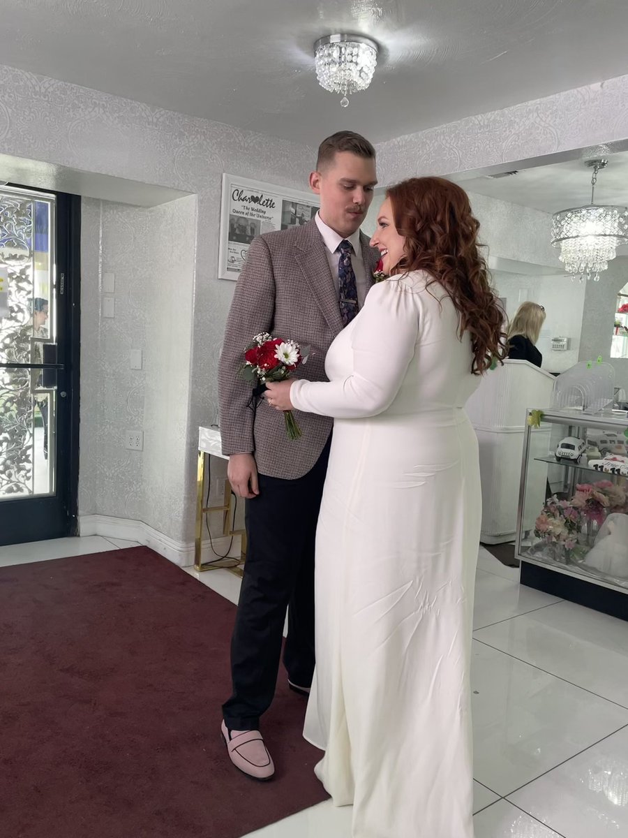 JamesSmolko's tweet photo. As some of you may know, I got married this weekend! Savannah Fehling and I wedded at A Little White Chapel in the high desert of Las (“The”) Vegas.

@suhfanna I cannot wait to grow old and gross with you. You’re stuck with me now, woman! https://t.co/Dzq1EE8Q11