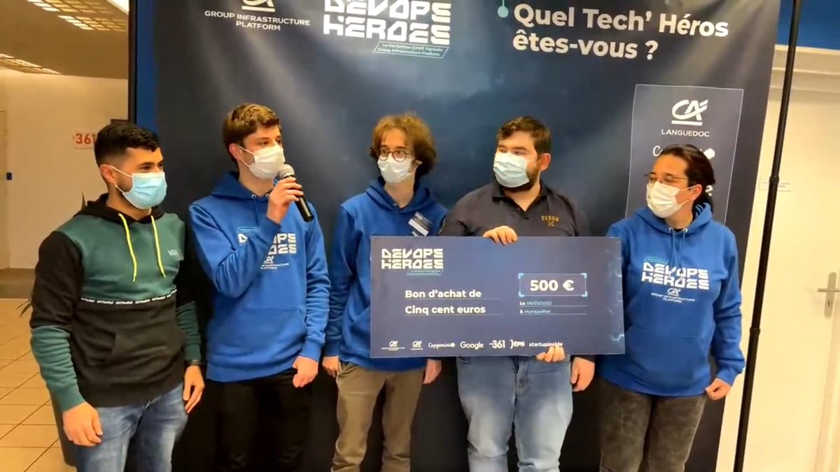 cbarange_dev's tweet photo. On February 4, we participated in the #DevOps Heroes #Hackathon By #CAGIP. We reached 2nd place out of 12 teams and 1, 2 &amp; 4th for the individual ranking 😎. We provided full Devops structure based on #GKE, #Gitlab...  🚀

Thanks to CA-GIP❤️

Movie/Speech👉https://t.co/ArrZItswEY https://t.co/5oP7zdJFCb