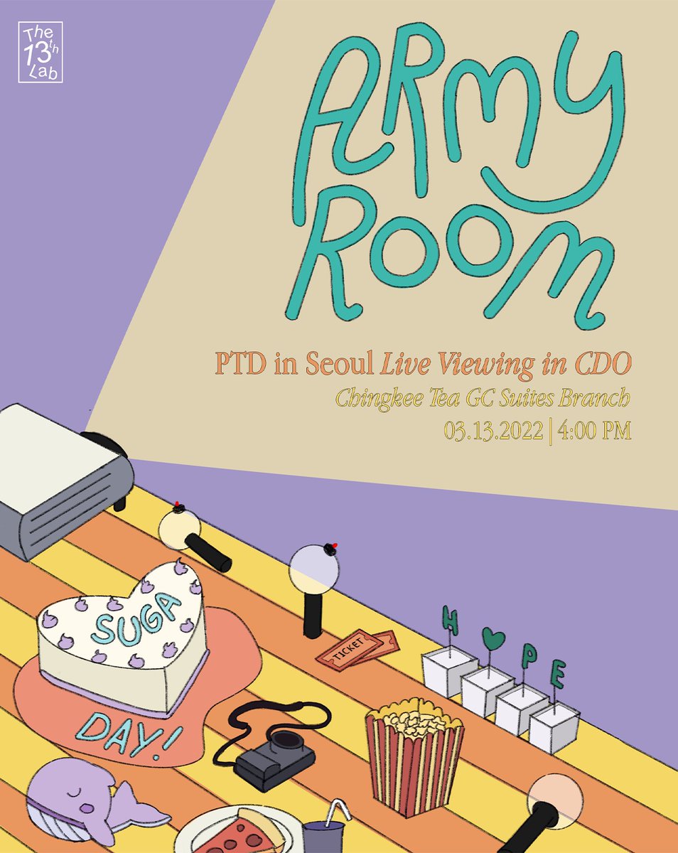 13thlabprod's tweet photo. Welcome to ARMY ROOM!

The 13th Lab presents Permission to Dance in Seoul Live Viewing in CDO 💜 https://t.co/irGnSOhOhq