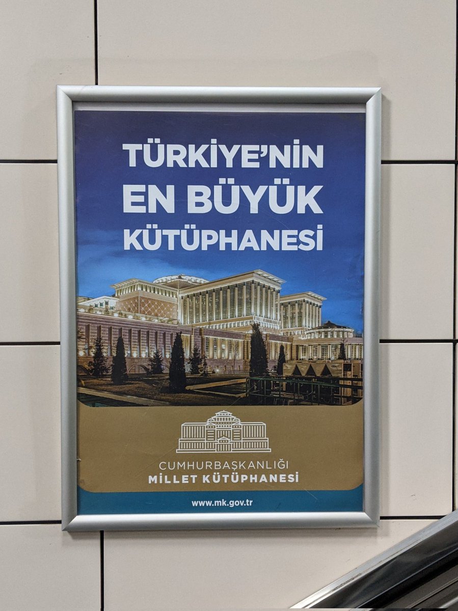 domallsmi's tweet photo. "Turkey's largest library": an advert for the Presidential Library in the Istanbul Metro. #LibraryLife https://t.co/WBWvTbmpdP