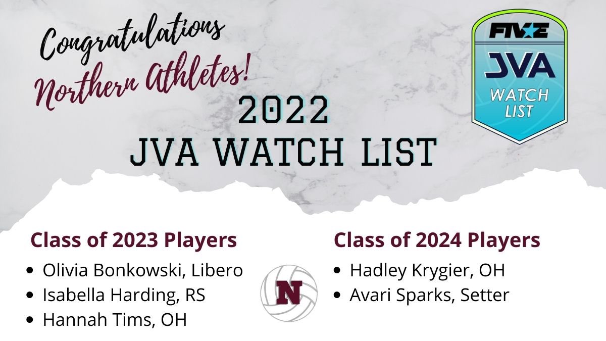 wlnvolleyball's tweet photo. Congratulations to our Northern athletes who are on the 2022 #JVA Watchlist!
🌟🏐Class of ‘23🏐🌟
🔥@BonkowskiOlivia 
🔥@Bella71765155
🔥@HanTims333 
🌟🏐Class of ‘24🏐🌟
🔥@Hadley_Krygier
🔥@AvariSparks https://t.co/KSXeRHHpRv