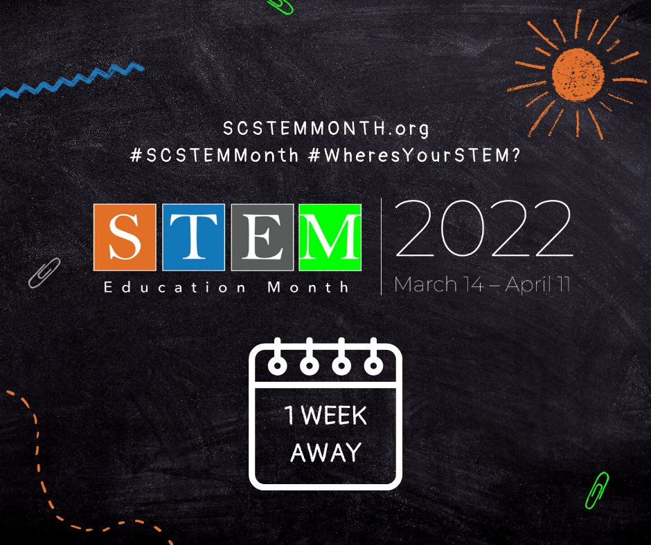 SCCMS_STEM's tweet photo. #SCSTEMMonth is only 1 week away! ⏰

Check out https://t.co/rc8YBScKdD for more details, and be sure to tell us about your participation with our Be Counted campaign!

#STEM #STEMeducation #WheresYourSTEM https://t.co/3HaUnCrAW7