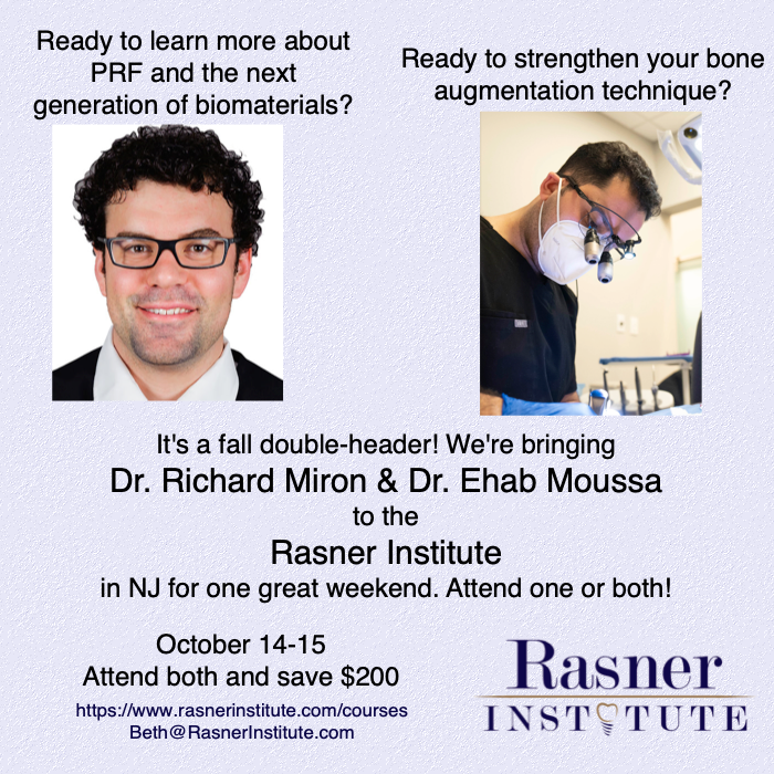 RasnerInstitute's tweet image. We have a great fall weekend planned for you! rasnerinstitute.com/courses #dentaleducation #prf #boneaugmentation