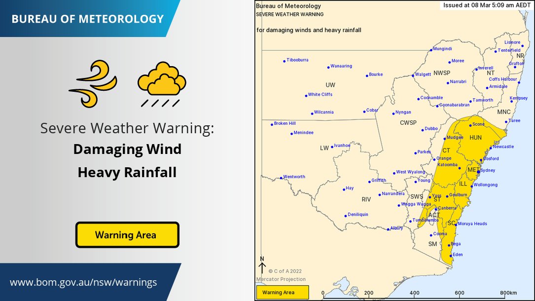 BOM_NSW's tweet photo. ⚠️ Severe Thunderstorm Warning update: currently the heaviest rainfall is over the #Illawarra &amp; northern #SouthCoast districts. The situation is being monitored closely, and warnings for intense rainfall may be issued if required. Updates: https://t.co/jJWt2w3VPL https://t.co/HVv2D8ppVr