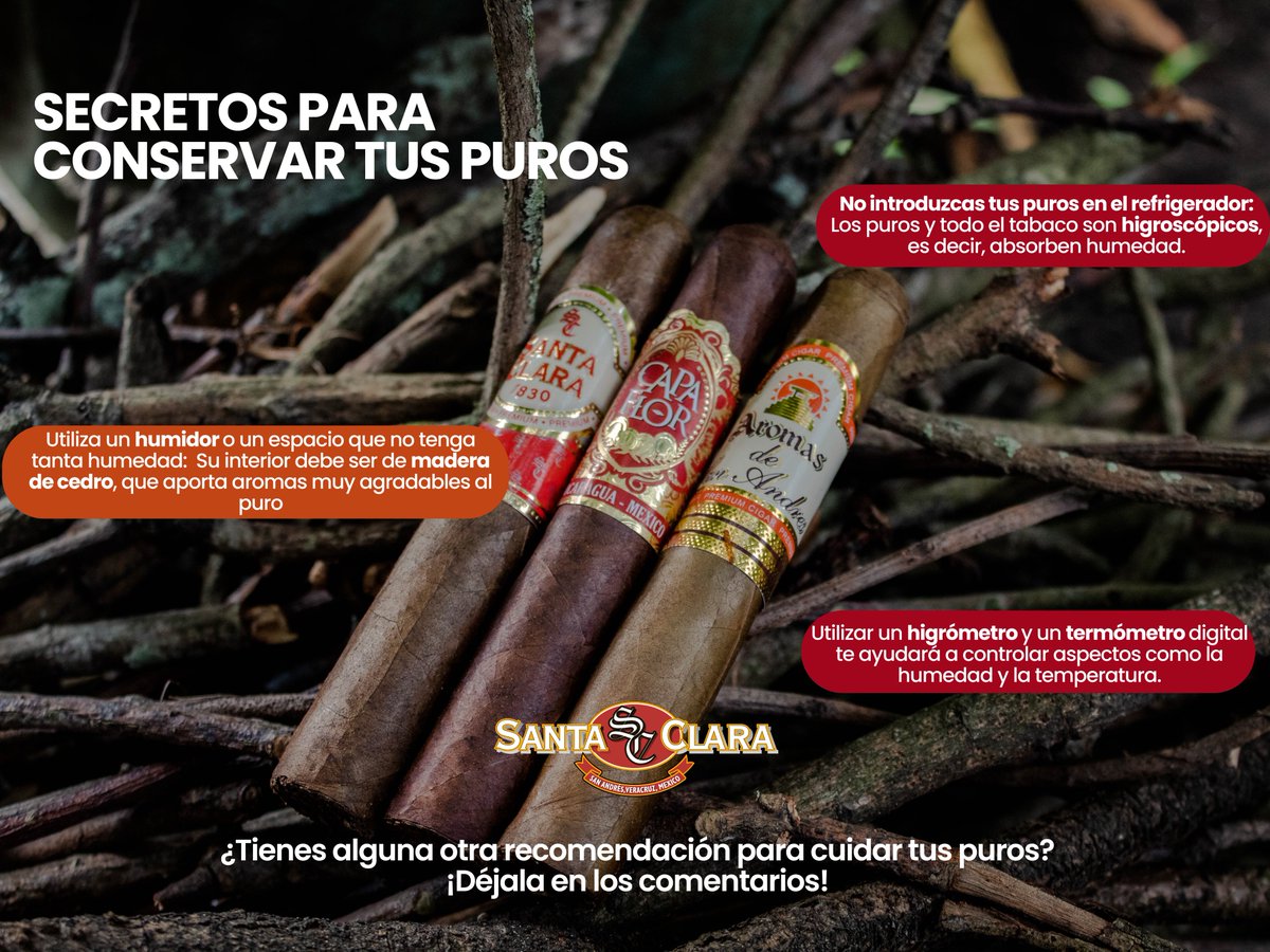 SantaClara1830's tweet photo. #FelizLunes ¿Buscas cómo cuidar tus puros? 

Aquí te compartimos algunos consejos 👇👇

#puros #cigars https://t.co/u2pELo0wTq