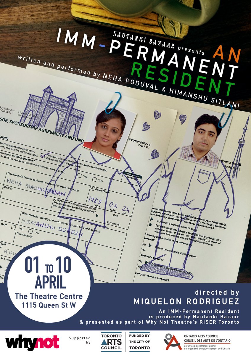 Our brand new in-person show "An IMM-Permanent Resident" will premier from April 01-10 as part of <a href="/WhyNotTheatreTO/">Why Not Theatre</a> 's RISER Toronto 2022 at @TheatreCentre with support of <a href="/TorontoArts/">Toronto Arts Council & Toronto Arts Foundation</a> Theatre Projects Grant!!!
.
🎟Tickets on sale now!! (Link in Bio) 
.
#Riser2022 #immpr #Toronto