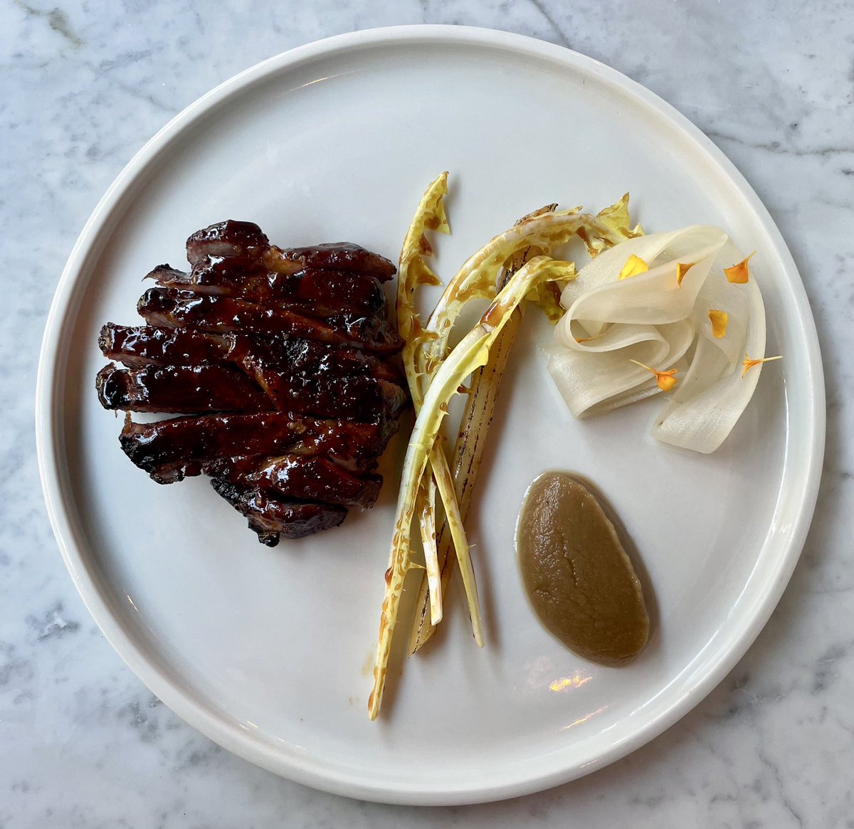 BenoliRestaura1's tweet photo. Our new iberico pork collar dish - served with salsefrica and a dandelion and peposa sauce. It’s going down a storm! https://t.co/ftWUj6lsys