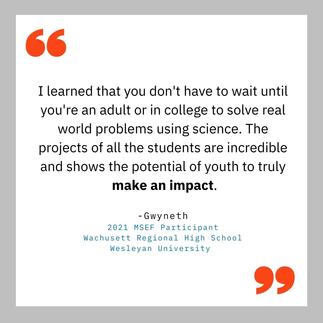 MassScienceFair's tweet photo. Reflections from a 2021 #MSEF Participant: "The projects of all students... shows the potential of youth to truly make an impact." #studentvoice #sciencefair #makeanimpact https://t.co/RViywtg2na