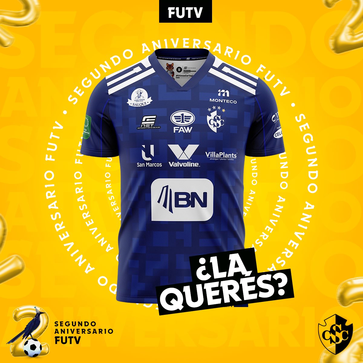 ¡Sorteo de semana de aniversario! 💛🥳

Entre todos los que RT 🔁 y sigan a FUTV quedarán participando el día de hoy por una camiseta del Club Sport Cartaginés . 💙🤍

¡FUTV el canal de los campeones! 🏆
#2AniversarioFUTV
