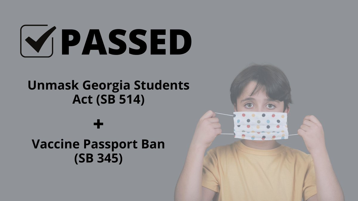 GASenateGOP's tweet photo. Apparently, GA Senate Democrats haven’t gotten the memo. They are still holding onto overreaching COVID mandates. The GSRC is #Fighting4 you by passing SB 514, which gives parents a choice in masking their kids, and SB 345, which blocks ridiculous "vaccine passports." #gapol https://t.co/2KrUFdaj2t