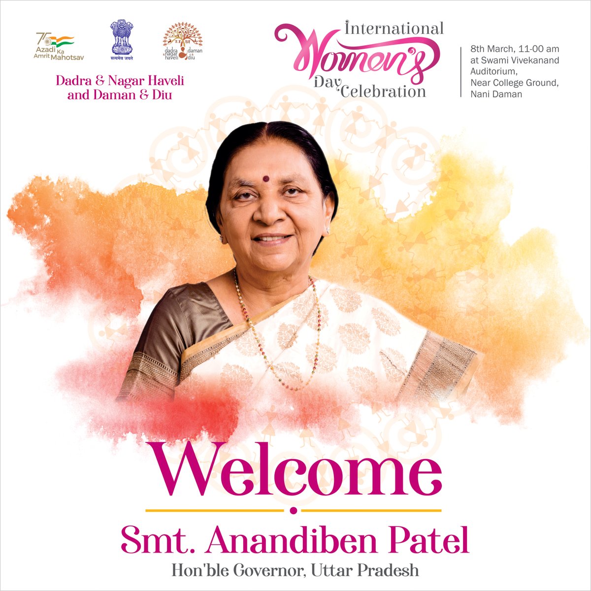 The UT Administration of Dadra &amp; Nagar Haveli and
Daman &amp; Diu welcomes Smt Anandiben Patel, Hon'ble Governor of Uttar Pradesh on the occasion of International Women's Day 2022

#internationalwomensday2022 #transformingdnhdd #genderequality #azadikaamritmahotsav #IndiaAt75
