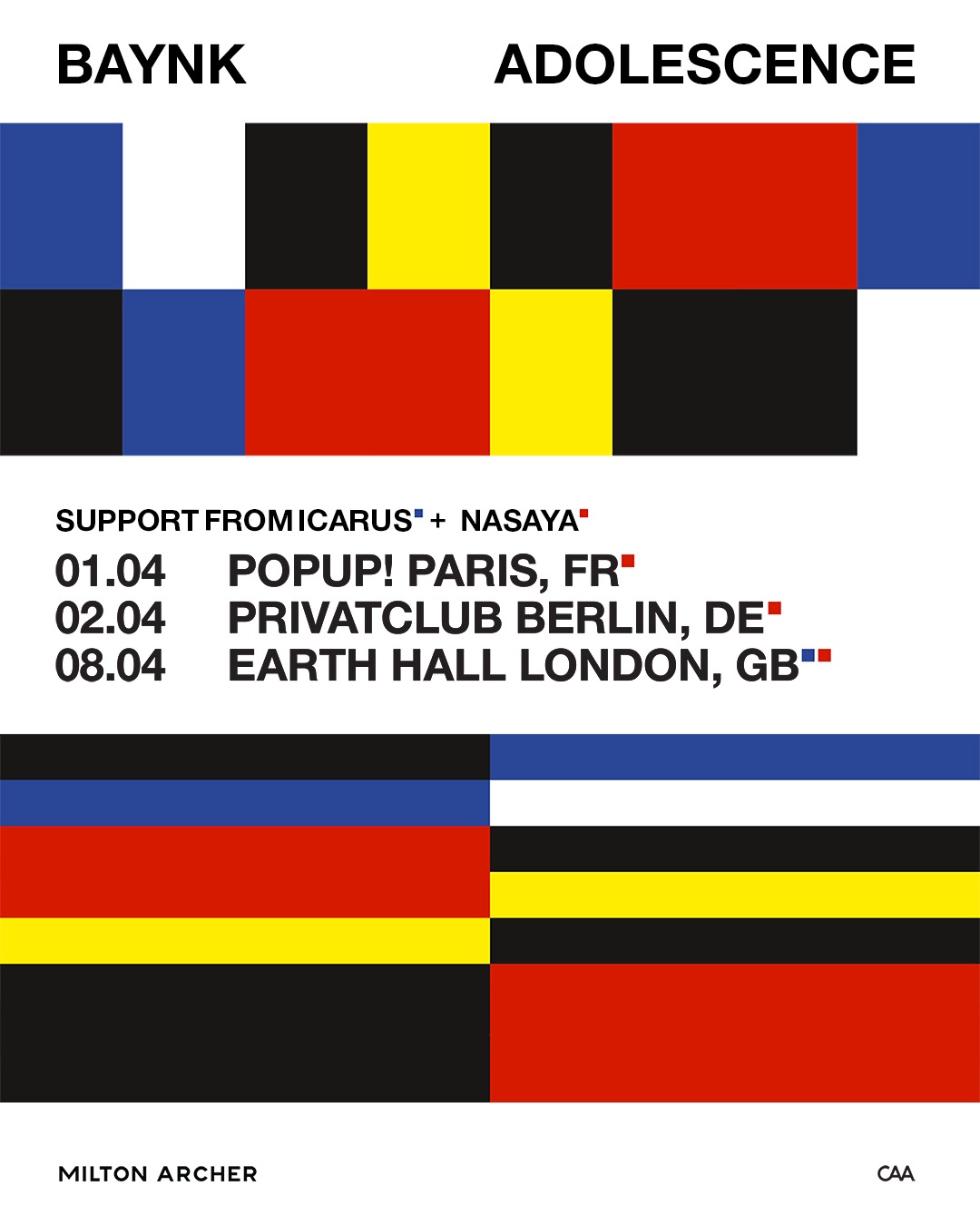 BAYNK on Twitter: "UK / EUROPE - So excited to have direct support in  London from the incredible @thisisicarus + @itsnasaya opening the tour  across the board ✈️ Final tickets on sale