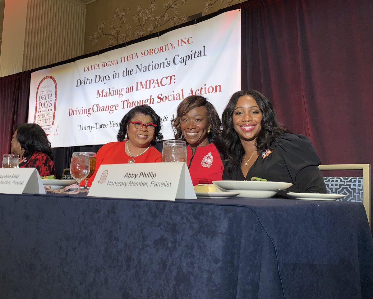dstinc1913's tweet photo. Checking in from the #DDNC2022 Social Action Luncheon where our Honorary Members April Ryan, Joy-Ann Reid, and Abby Phillip are discussing how we use our voice to speak truth to power.
#DST1913 #DSTMakingAnImpact https://t.co/VYIMUhrLgE