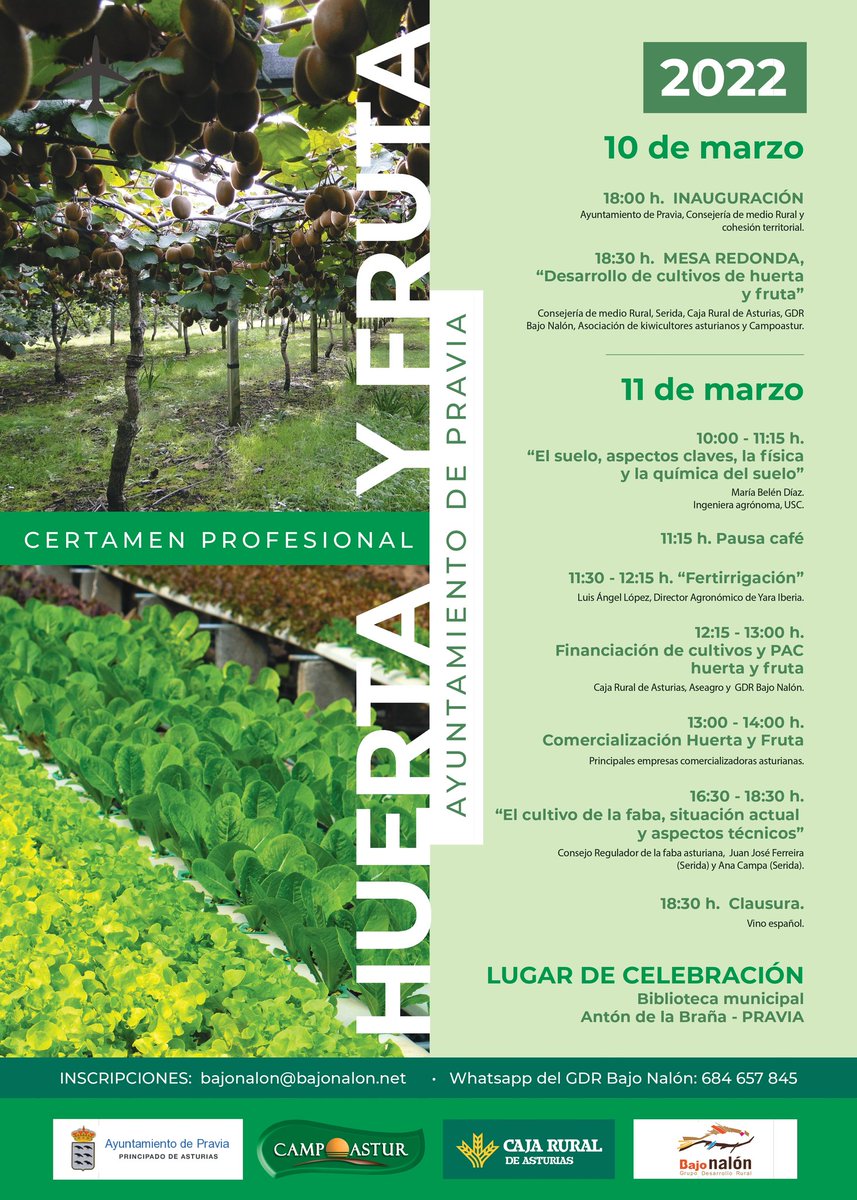 SeridaAst's tweet photo. Dentro de un momento se inaugura el  #CPHF de #Pravia"🍓🍅🥕🥝
A las 18,30 h tendrá lugar una mesa redonda sobre el "Desarrollo de cultivos de huerta y fruta en Asturias" en la que intervendrá Guillermo García, técnico del Área de Experimentación y Demostración Agroforestal https://t.co/IDVATWtbKm