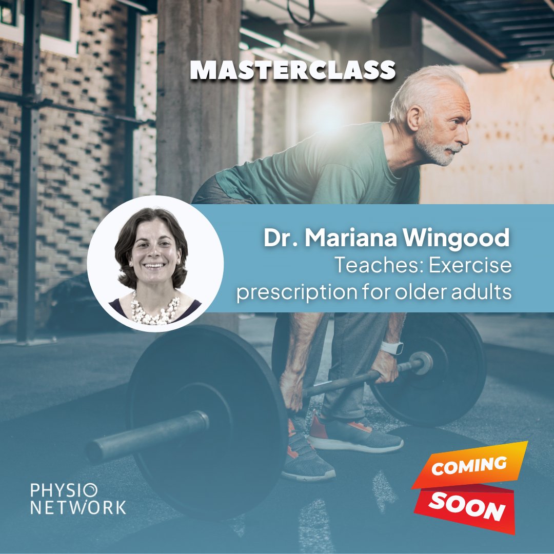PhysioNetwork's tweet photo. Dr. Mariana Wingood Teaches: Exercise prescription for older adults 👵🏼
⁠
This masterclass will teach you everything you need to know about how to prescribe exercise to older adults!⁠
⁠
Coming soon 🍿⏳⁠

👉🏻 https://t.co/Gnlzg5sjpZ
⁠
#PhysioNetwork #Masterclass⁠ https://t.co/QUvdXwzWkk