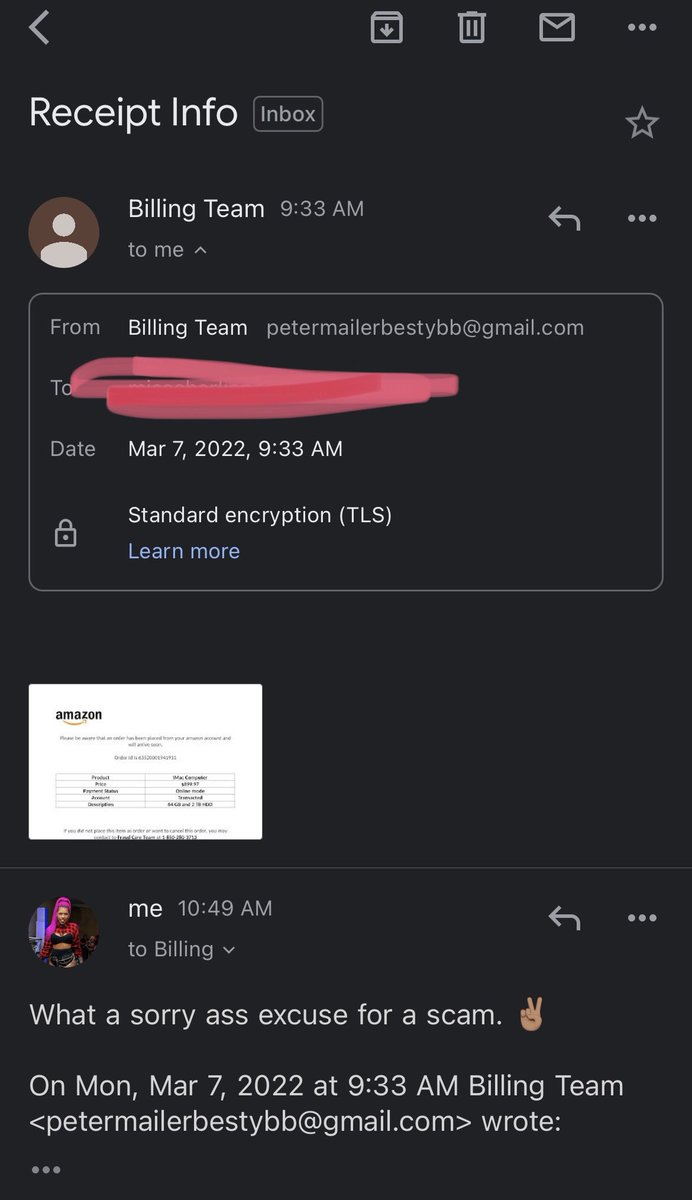 msCharliePearl's tweet photo. Bro. I’m so tired of scammers. Like how stupid do you actually think I am? Where do I begin on how many red flags there are here…? #SuckItScammers https://t.co/FxXyGQOAEh