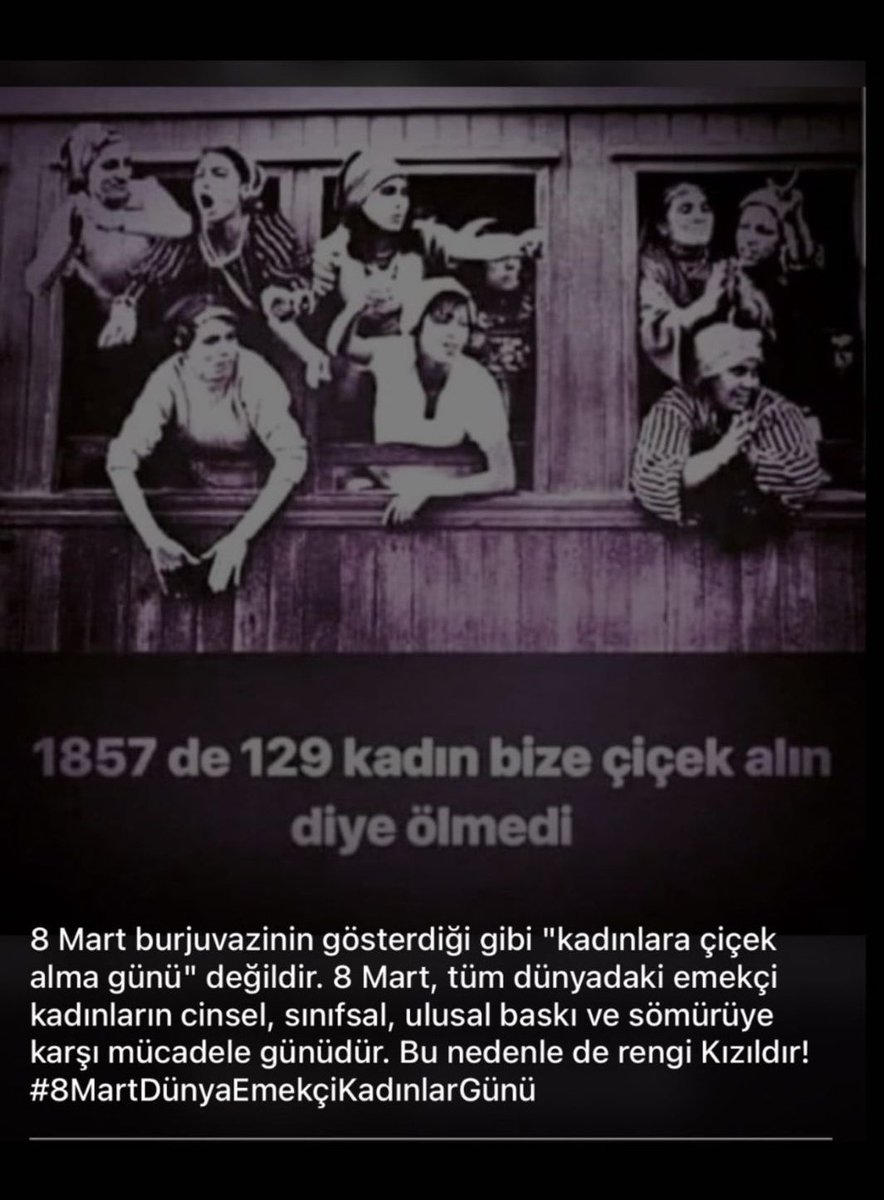 _durucansu's tweet photo. 8 Mart burjuvazinin gösterdiği gibi kadınlara çiçek alma günü değildir.Tüm dünyadaki emekçi kadınların cinsel sınıfsal ulusal baskı ve sömürüye karşı mücadele günüdür.Bu nedenle de rengi kızıldır..
#8Mart
#8martDünyakadınlargünü 
#8martdünyaemekçikadınlargünü
#emekcikadınlar https://t.co/U0z6olDuw0