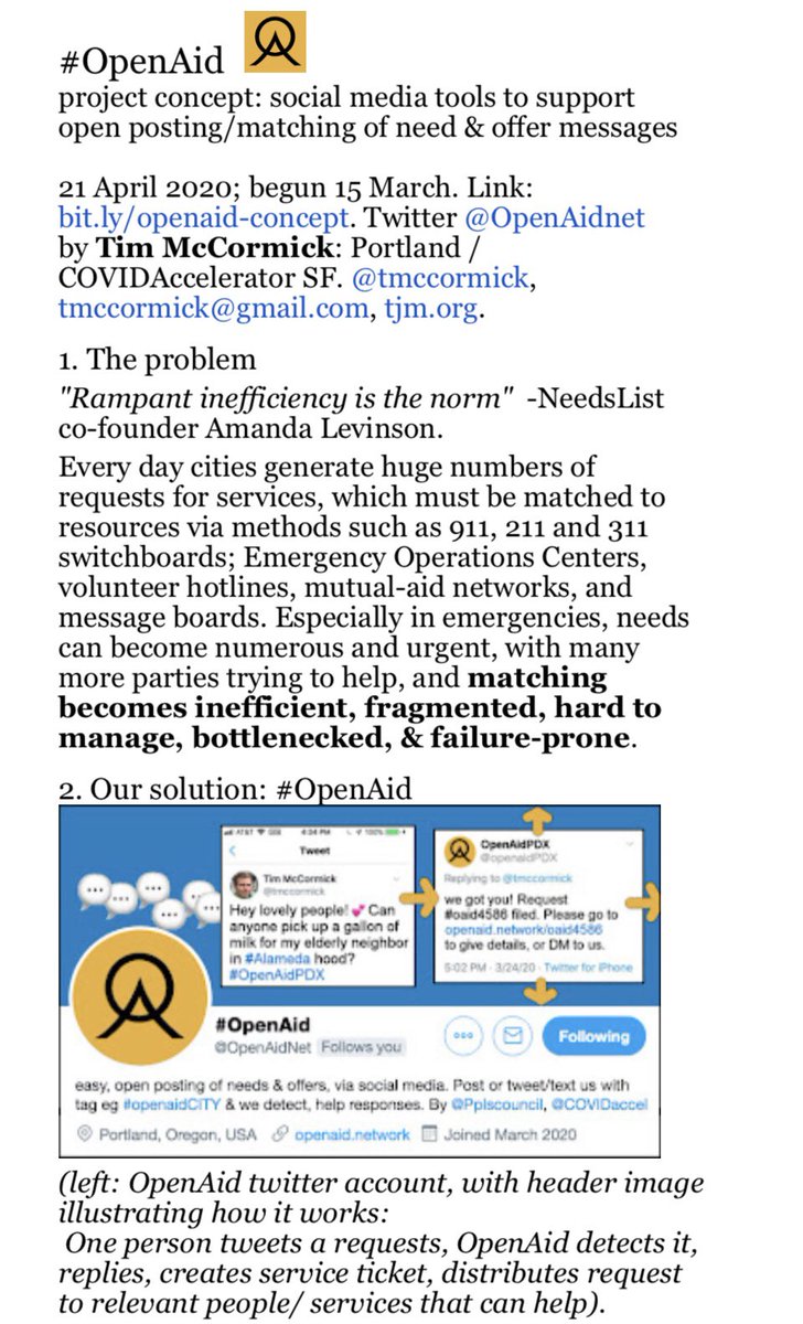 tmccormick's tweet image. 911, 311 etc services are failing—lines overwhelmed, many afraid to use or unhelped. What if the community developed a new front end: an open, decentralized, community contact hub, for 911, 311, & alternatives? #OpenAid (@OpenAidNet) project explores how: openaid.network