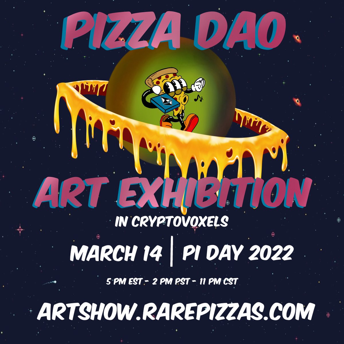 Love making pizza art? There's still time to submit for our 3/14 Art Show in <a href="/cryptovoxels/">Voxels</a>! 🍕🎨

Gallery Parcel: artshow.rarepizzas.com
Form: forms.gle/kFK75thrWHfswb…
Hosts: <a href="/NikkiPsyce/">NikkiPsyce.eth</a> <a href="/DarkoR__/">Darkor</a> <a href="/snack_man/">snax.eth (😋,🏴‍☠️)</a>