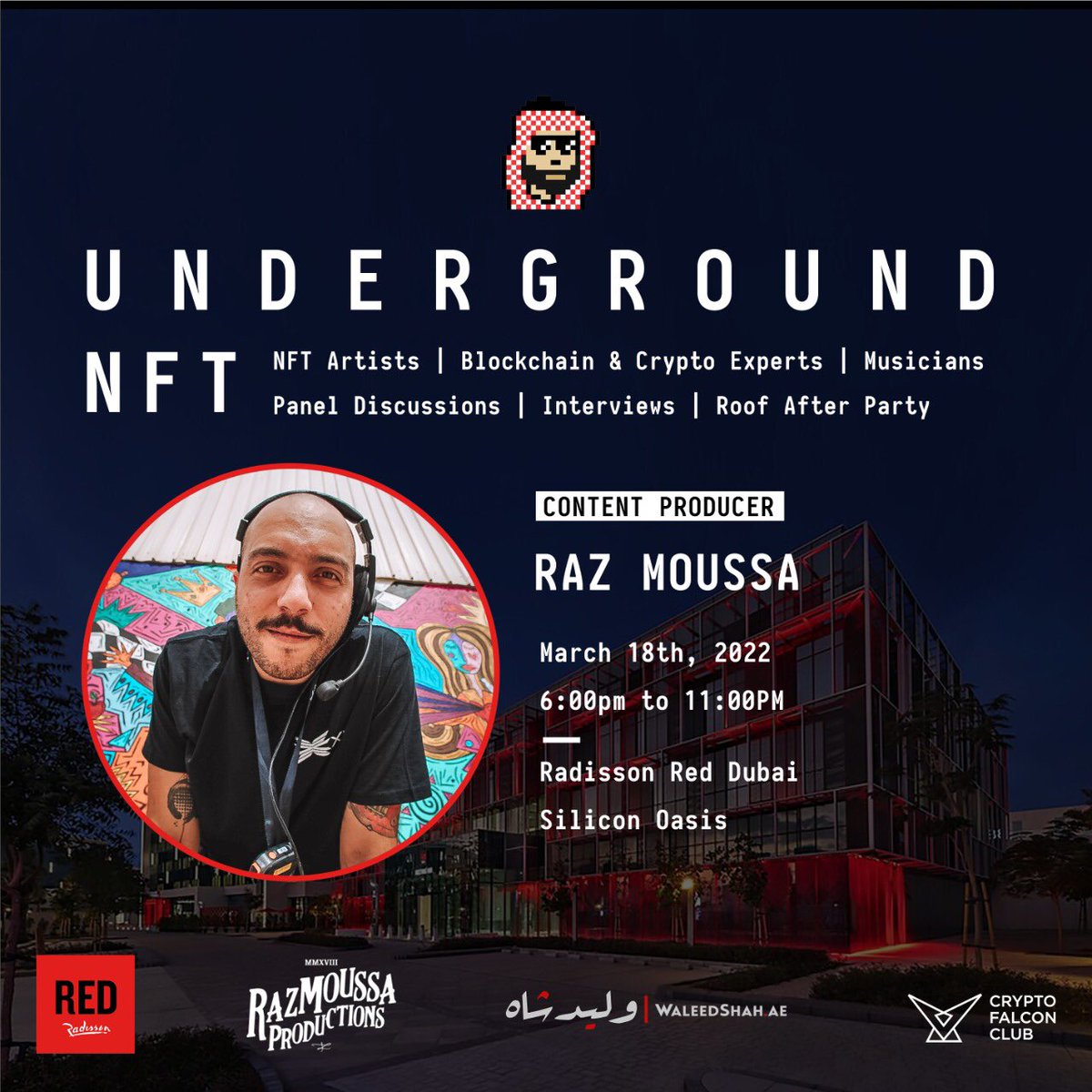 abucryptonft's tweet photo. The man with the plan, content producer of Underground NFT @MoussaRaz 
#AbuCryptoFamily and #AbuCryptoCommunity members a direct utility of owning an #AbuCryptoNFT is an invite to this event! DM us for more information 🙏 https://t.co/WLxNln3A1v
