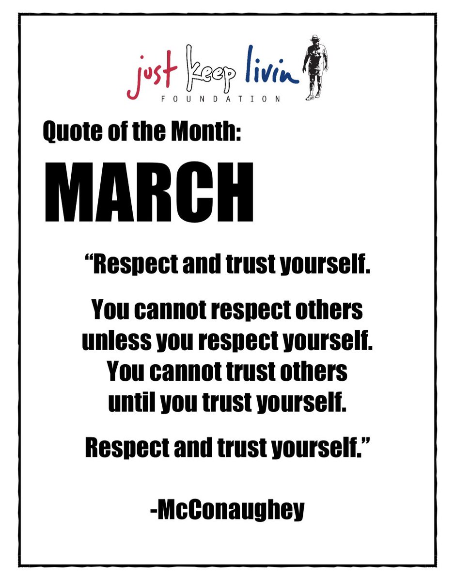 jklivinFNDN's tweet photo. โจRespect and Trust Yourself โจ
#justkeeplivin #monthlyquote https://t.co/ZUpLKfX8Ls