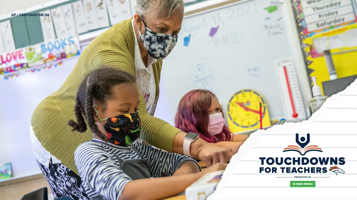 BroncosOffField's tweet photo. The @Broncos and @DeltaDentalCO have teamed up to recognize Colorado educators who are game-changers inside and outside of the classroom through the #TouchdownsForTeachers program. ๐๐
Do you know someone who goes above and beyond? Nominate them TODAY ยป https://t.co/GqD4Gy6kVv https://t.co/zp6iOfGjc8