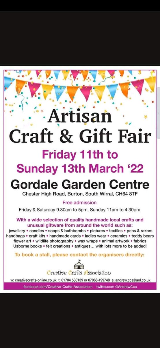 Not long now until our first garden centre craft and gift fair. Gordale Garden Centre is a great place to visit and everyone is welcome at this free to enter event with ample free parking.