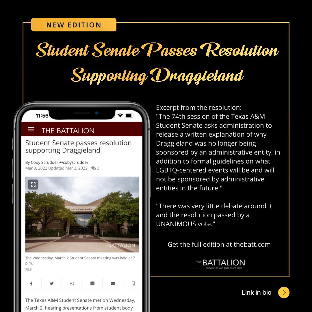 No written explanation has been given yet to date from administration. Read the article and the student resolution by clicking the link in our bio! 📰✨

#ShineThroughTAMU