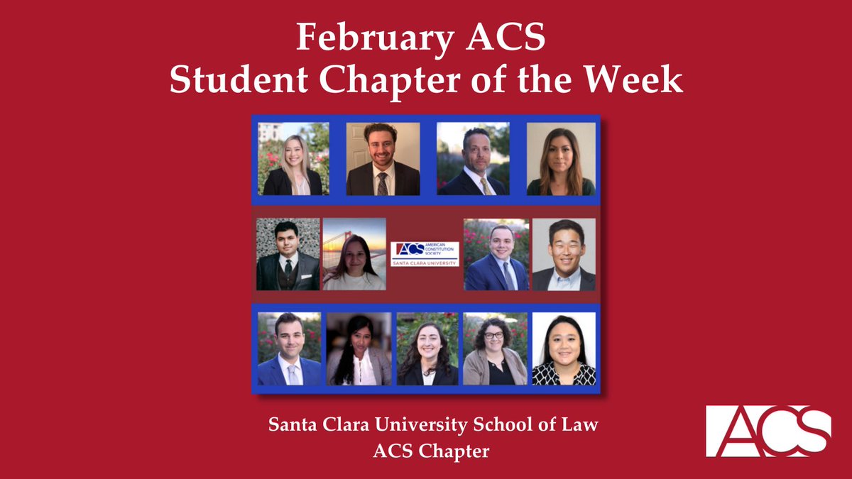 acslaw's tweet photo. #ICYMI: Closing out February with the ACS #StudentoftheWeek and #StudentChapterOfTheWeek features - up on our website. Check them out!
Students of ACS: https://t.co/Y0bA3pXvUQ
Student Chapter of the Week: https://t.co/rmnuZQHjre https://t.co/gTXsK6VObe