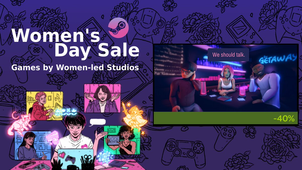 It's almost International Women's Day!👩‍💻

Come and pick up #WeShouldTalk at 40% OFF, as well as other amazing &amp; unique games on Steam!! 

#BreaktheBias during the <a href="/wingsfundme/">WINGS</a> #WomensDaySteam Event March 7-11th, 2022~✨

bit.ly/WomenDayEvent