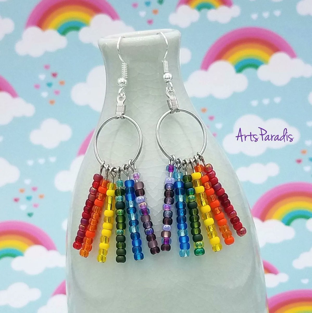 I don't use seed beads very often because of my arthritis. But I couldn't resist when I thought of this idea. And no earring is ever the exact same due to the mix of beads.