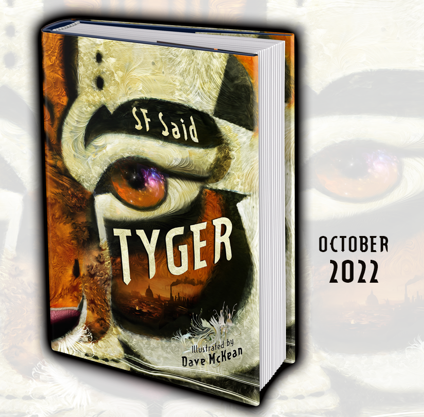 whatSFSaid's tweet image. COVER REVEAL! I am beyond excited to share this with you all at last - @DaveMcKean's incredible cover for my new book TYGER, coming this October 2022 from @DFB_storyhouse!