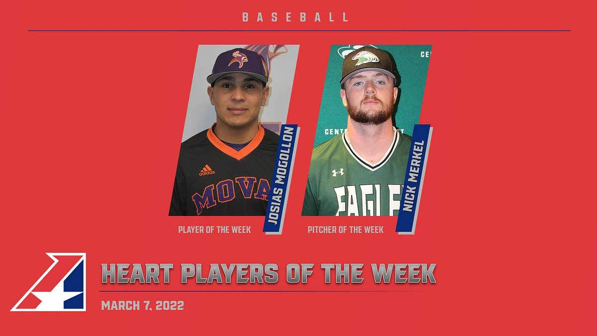 ⚾️, Merkel of <a href="/cmueagles/">Central Methodist Athletics</a> Garners Heart Pitcher of the Week, while <a href="/MVCAthletics/">MVC Athletics</a> Mogollon Earns Heart Player of the Week‼️

heart.prestosports.com/sports/bsb/202…